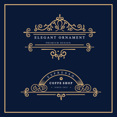 Vintage typographic decorative ornament frame design elements vector illustration.