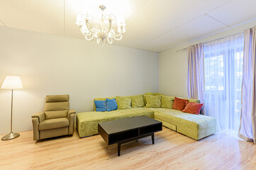 Russia, Moscow- May 21, 2020: interior apartment living room with sofa