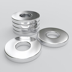 neodymium magnets isolated on white background. 3D Rendering