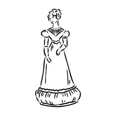 vintage illustration with beautiful fashion girl retro fashion vector