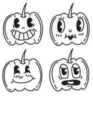 set of funny cartoon fruits