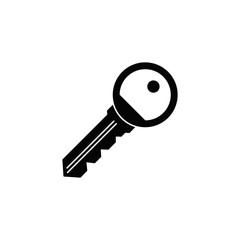 key icon in black flat glyph, filled style isolated on white background