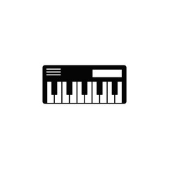 Piano icon in black flat glyph, filled style isolated on white background