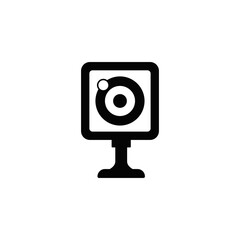 Webcam icon in black flat glyph, filled style isolated on white background