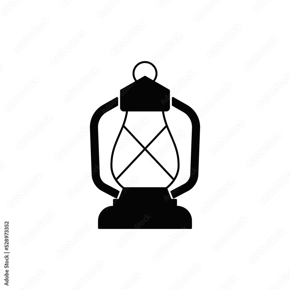 Canvas Prints lantern light icon in black flat glyph, filled style isolated on white background