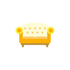 Sofa icon in color, isolated on white background 