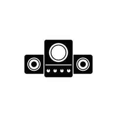 Speaker icon in black flat glyph, filled style isolated on white background