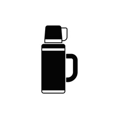 Thermos icon in black flat glyph, filled style isolated on white background
