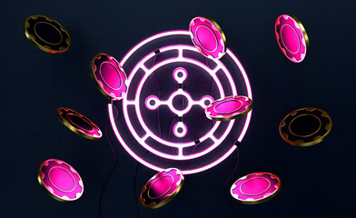 casino neon slot machine  cards roulette banner 3d render 3d rendering illustration 