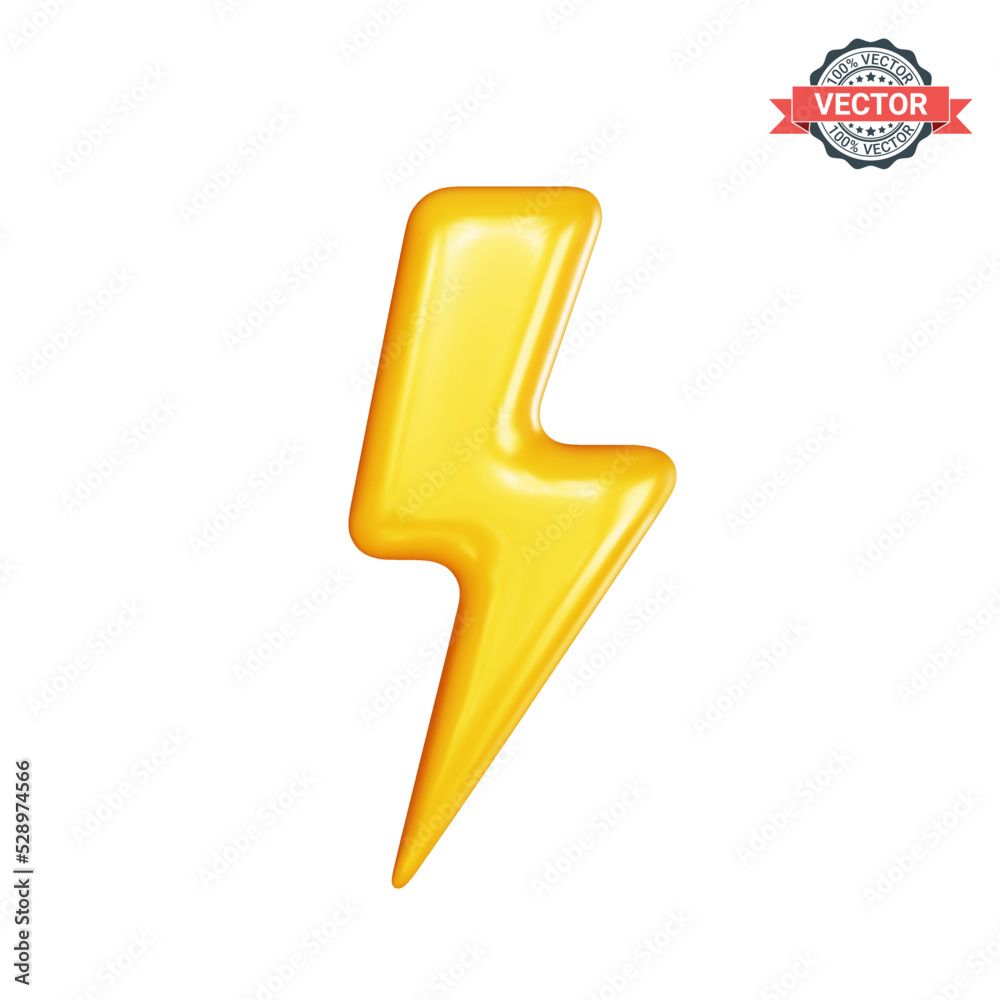 Wall mural lightning bolt icon. conceptual sign of thunderstorm, electricity, battery or electric vehicle. real