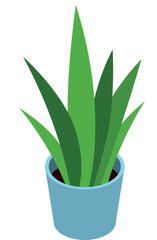 Green houseplant isometric icon. Office plant in flowerpot