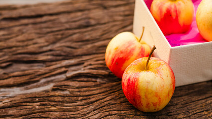 apple on wooden table
