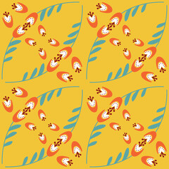 Seamless pattern flower hand drawn cute flower campanula bluebell vector illustration for design