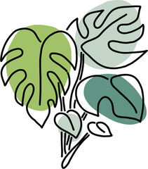 Fototapeta premium Simplicity monstera plant freehand drawing flat design.