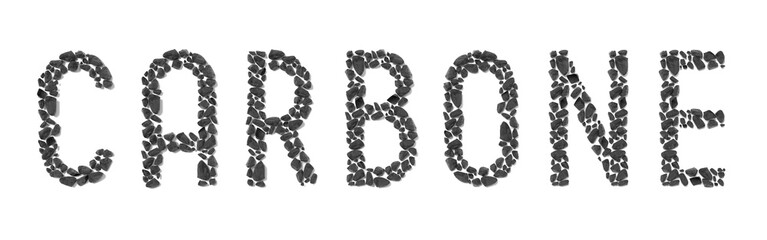Carbone (Italian)/ Coal (English) - typographical concept - 3D illustration