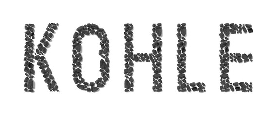 Kohle (German)/ Coal (English) - typographical concept - 3D illustration