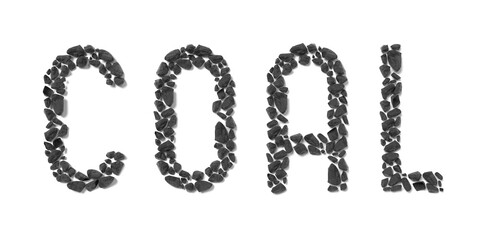 Coal lettering on white background - 3D illustration