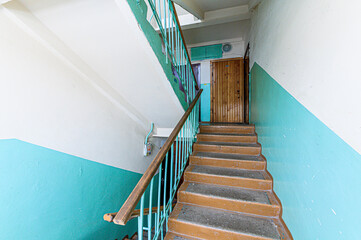 Russia, Moscow- May 21, 2020: interior apartment room stairs, steps