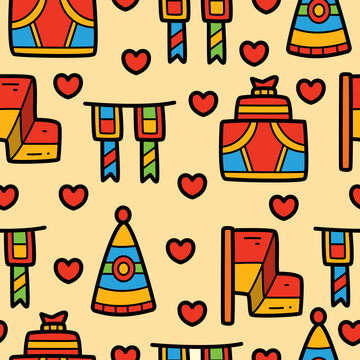 Birthday doodle cartoon seamless pattern design