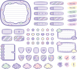 collection of digital printable frame notes with planners sticker and sticky notes pack