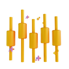 3D illustration colorful bitcoin candle stick