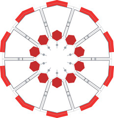 Business ecosystem organisation hexagone diagram scheme template - 528976772