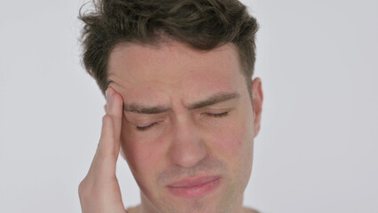 Face Close Up of Young Man with Headache