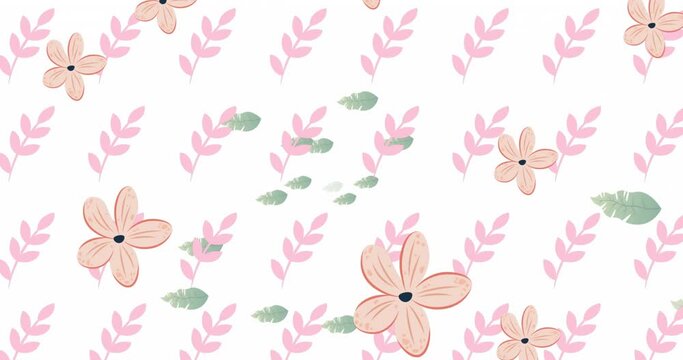 Animation of flower icons over leaves