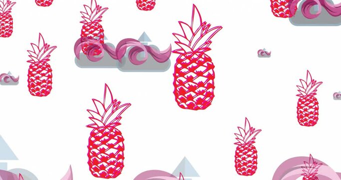 Animation of cloud icons over pineapples