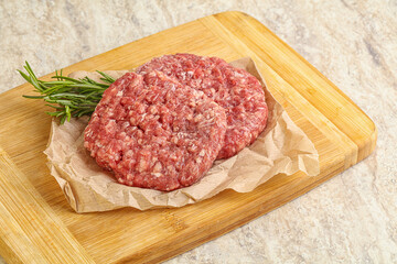 Raw beef burger cutlet for grill