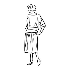 vintage illustration with beautiful fashion girl retro fashion vector