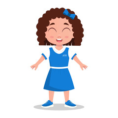 Child smiling, girl, schoolgirl. Vector illustration