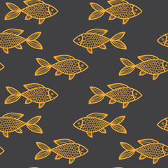 semless pattern with graphic fantastic fish.