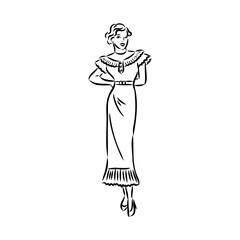 vintage illustration with beautiful fashion girl retro fashion vector