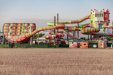 Miramar - water park, salt-water spa, and sauna complex opened in 1973 at the Waidsee Lake,...