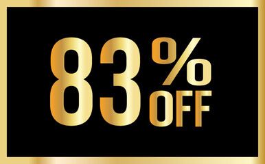 83 percent discount. Golden numbers with black background. Banner for shopping, print, web, sale illustration