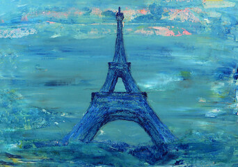 Abstract painting of the Eiffel Tower