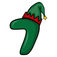 Obraz premium Christmas number 7, Christmas elf Numbers Seven, Cute Xmas Numbers