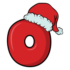Christmas number 0, Christmas Santa Claus Numbers Zero, Cute Xmas Numbers