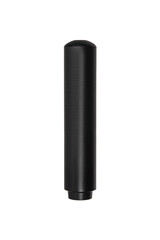 Black silencer for weapons. Suppressor that is at the end of an assault rifle. Isolate on a white...