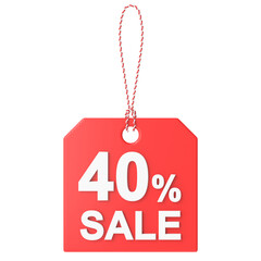Obraz na płótnie Canvas 3D forty percent sale. 40% sale. Sale tag.