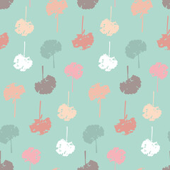 Dandelion seamless pattern with blossom flower, green pink yellow white color vector illustration for textile and decoration