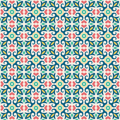 Vector Azulejo tile pattern, retro old tiles mosaic