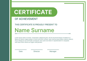 Fototapeta premium Certificate template with green flat design
