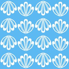 Blue white seamless pattern background with shell for product design and decoration