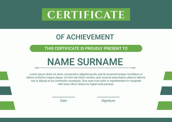 Certificate template with green flat design