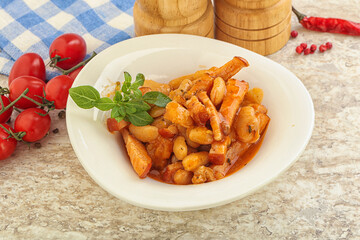 Roasted pork with white beans