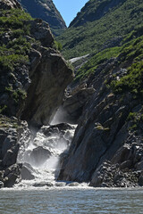 Snow melt cuts through rock.
