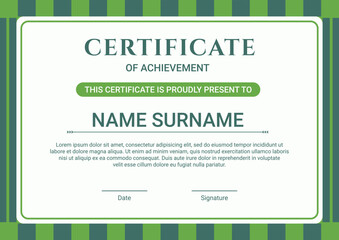 Certificate template with green flat design