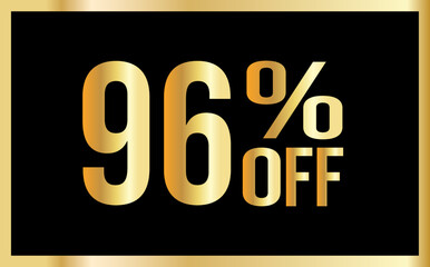 96 percent discount. Golden numbers with black background. Banner for shopping, print, web, sale illustration